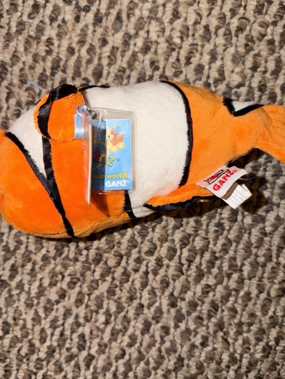 GANZ Orange White and Black Plush Clownfish